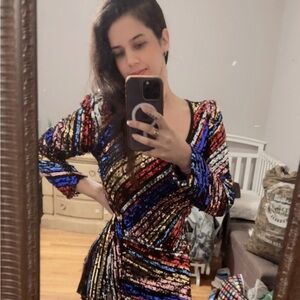 Colorful Sequin Wrap Dress
